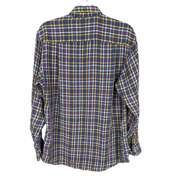 Scott Barber 100% Linen Plaid Button Down Shirt Classic Preppy Men's Sz Medium - Picture 3 of 10